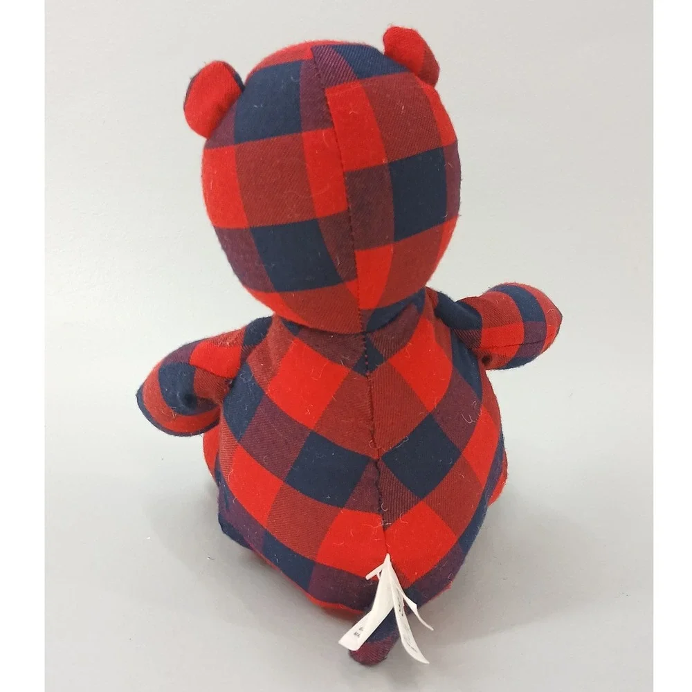Baby GAP Teddy Bear Plush Unisex OS Red Navy Buffalo Plaid Soft Toy